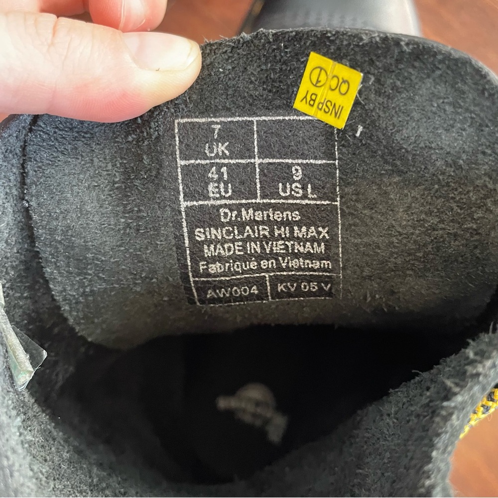 Dr. Martens Sinclair Hi Max Zip Front Boots Platform Yellow Laces Leather Sz 9 - Picture 11 of 14